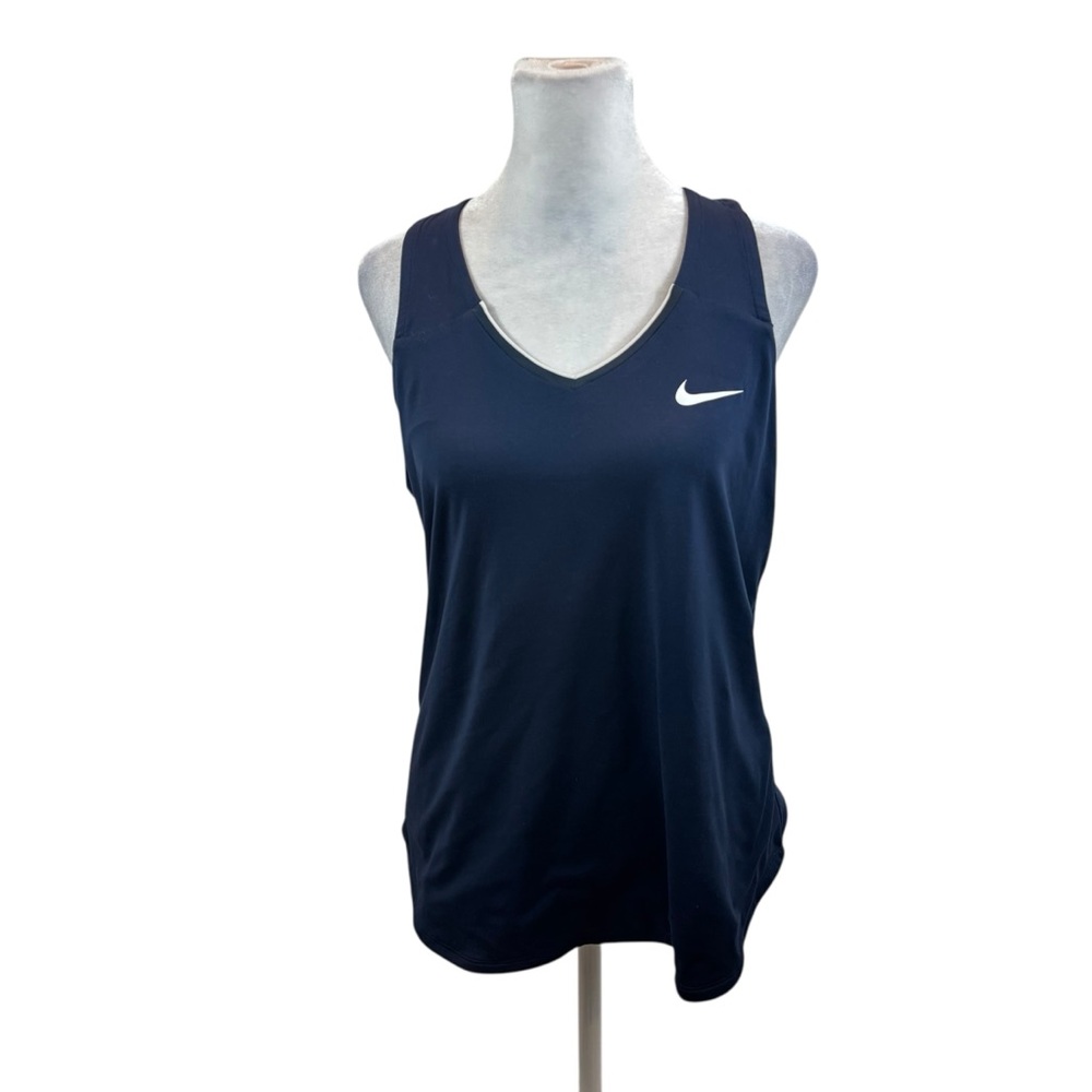 Ladies Nike Dri-Fit Court Tank Top Navy Blue and White Size Large